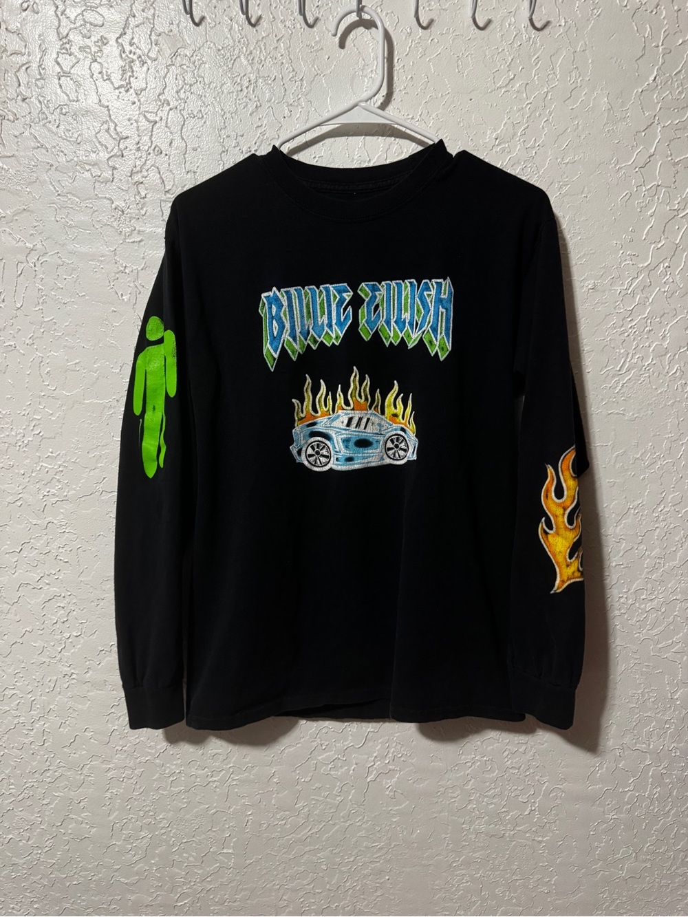 Billie Eilish 2019 Concert Long Sleeve Black T Shirt Tour Flame Flames